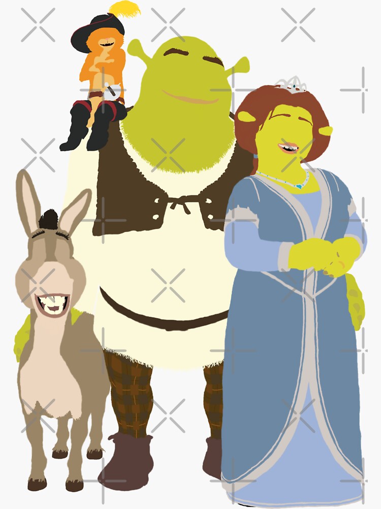 Pegatina «shrek Fiona Burro Y Gato Simplificado Shrek De