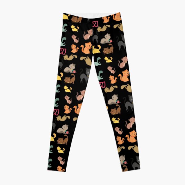 cute cat with red nose-cute cartoon cats-Meow-Cartoon cats pattern Leggings