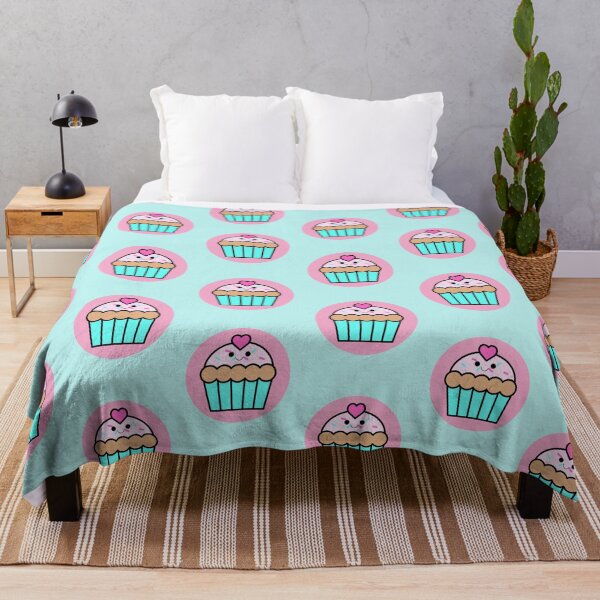 Item preview, Kawaii Pink Cupcake (Pastel Blue BG) designed and sold by ReyelsArt.