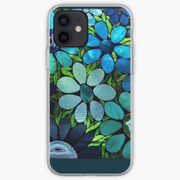 Garden of Blue Flowers - Mosaic Art iPhone Soft Case