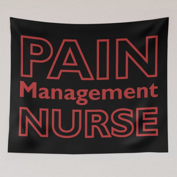Artikelvorschau, Pain Management Nurse Red Text auf Schwarz entworfen und verkauft von Qestar.