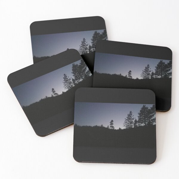 Item preview, Dusk in the Mountains.  Purple and Blue sky is framed by mountain trees. designed and sold by MountMercantile.