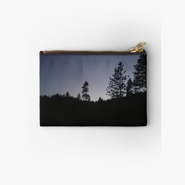 Item preview, Dusk in the Mountains.  Purple and Blue sky is framed by mountain trees. designed and sold by MountMercantile.
