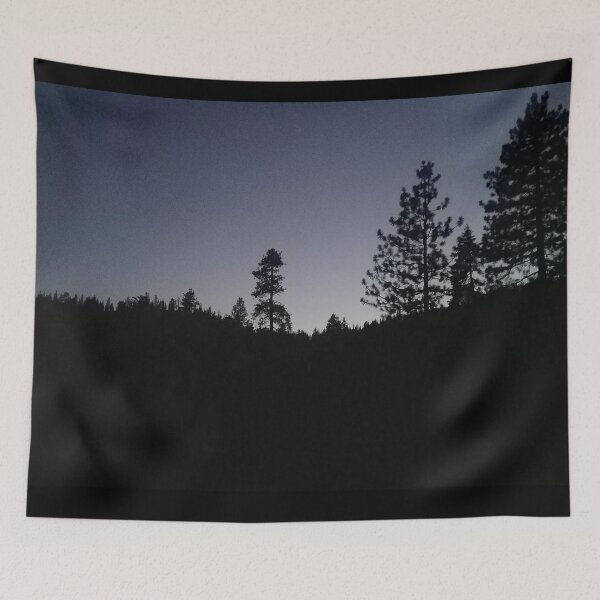Item preview, Dusk in the Mountains.  Purple and Blue sky is framed by mountain trees. designed and sold by MountMercantile.