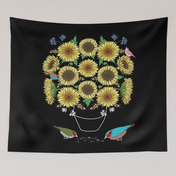 Item preview, Sunflower Bouquet & Cute Birds - Floral Vintage Sunflowerr designed and sold by r-silver.