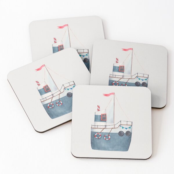 Item preview, Cute Watercolor Blue Ship #1 designed and sold by SalahBlt.