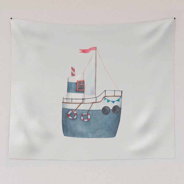 Item preview, Cute Watercolor Blue Ship #1 designed and sold by SalahBlt.