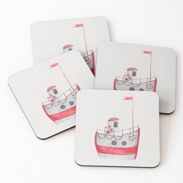 Item preview, Cute Watercolor Red Ship #2 designed and sold by SalahBlt.