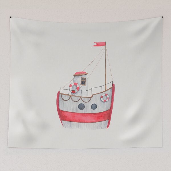 Item preview, Cute Watercolor Red Ship #2 designed and sold by SalahBlt.