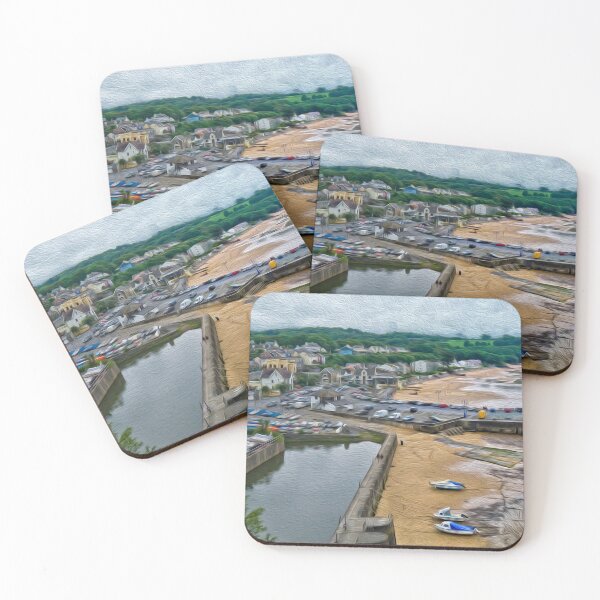 Item preview, Saundersfoot Harbour oil painting effect designed and sold by hazel16.