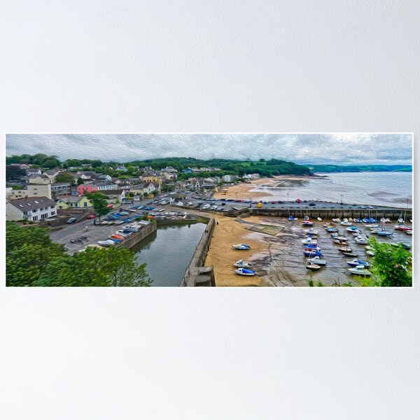 Item preview, Saundersfoot Harbour oil painting effect designed and sold by hazel16.