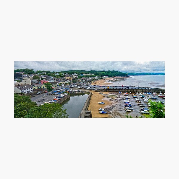 Item preview, Saundersfoot Harbour oil painting effect designed and sold by hazel16.