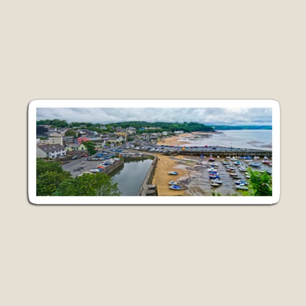 Item preview, Saundersfoot Harbour oil painting effect designed and sold by hazel16.
