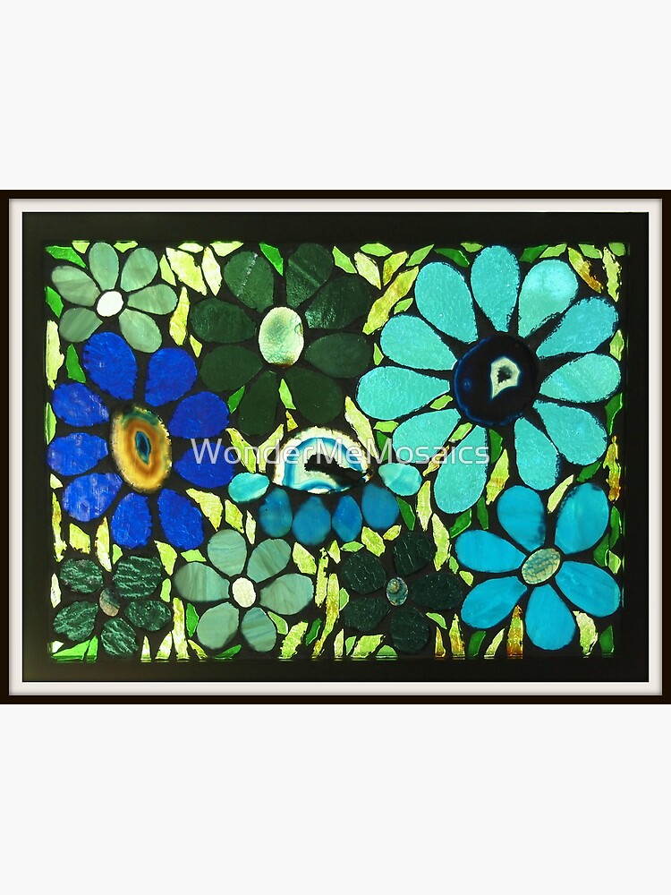 "Garden of Blue Flowers Mosaic Art" Poster by WonderMeMosaics Redbubble