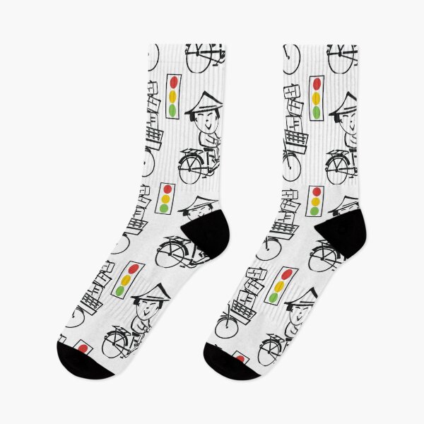 Item preview, Happy smiling cyclist cartoon with traffic light designed and sold by Al Benge - NZ & Australian Art.