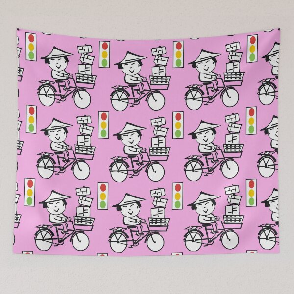 Item preview, Happy smiling cyclist cartoon with traffic light designed and sold by Al Benge - NZ & Australian Art.