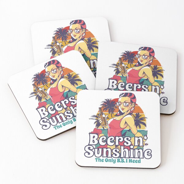 Item preview, The Only BS I Need Is Beers and Sunshine Retro Beach Girls designed and sold by mikels.