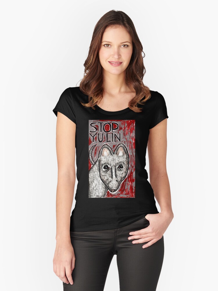 Thumbnail 1 of 3, Fitted Scoop T-Shirt, Stop Yulin designed and sold by ViciousVegan.