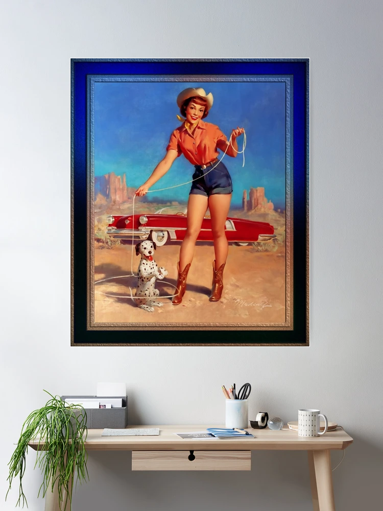 Cowgirl Pinup Girl Art by Bill Medcalf - A Desert Beauty 2 Cowgirl Pinup Girl Art by Bill Medcalf Wall Decor Art Wall Decor Poster Art Print