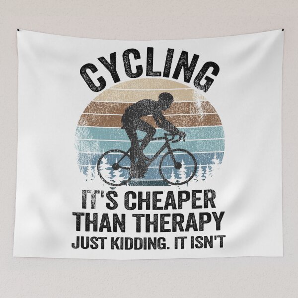 Item preview, Cycling Is Cheaper Than Therapy Joke Funny Cyclist Gift Biking designed and sold by Stronzi.