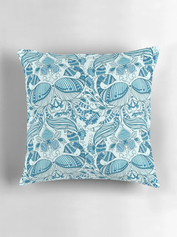 Thumbnail 3 of 4, Pillow, Blue Fish Patterns designed and sold by PatternGallery.