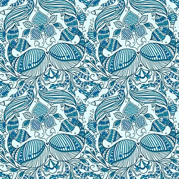 Artwork thumbnail, Blue Fish Patterns by PatternGallery