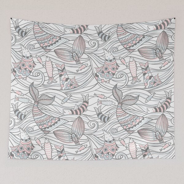 Item preview, Pink Ocean and Fish Moody Patterns designed and sold by PatternGallery.