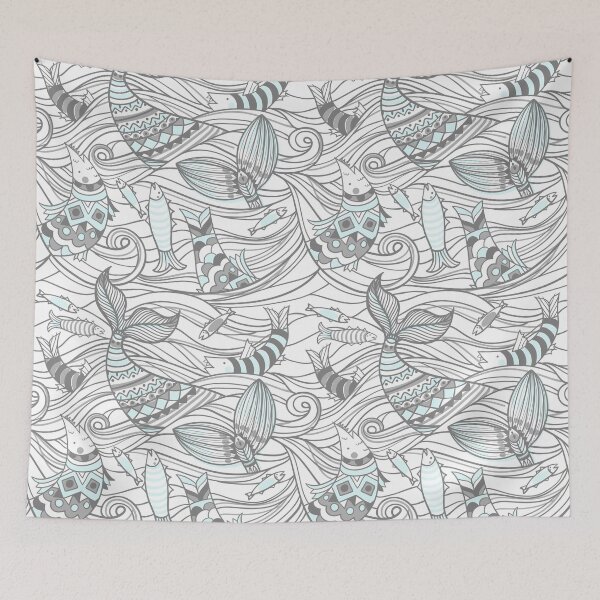 Item preview, Grey Ocean and Fish Moody Patterns designed and sold by PatternGallery.