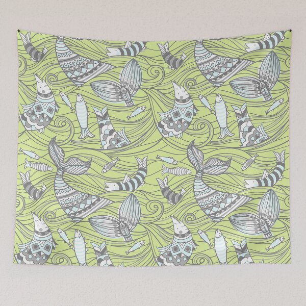 Item preview, Yellow Ocean and Fish Moody Patterns designed and sold by PatternGallery.