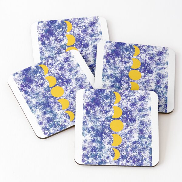 Item preview, Gold Stages Of The Moon With Blue And Purple Background designed and sold by ArtbyLucy27.