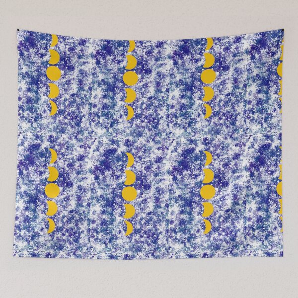 Item preview, Gold Stages Of The Moon With Blue And Purple Background designed and sold by ArtbyLucy27.