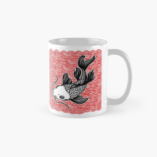 Aperçu de l'œuvre Koi Fish Great Wave Tattoo Rouge Noir V.02 créée et vendue par Ebayson74.