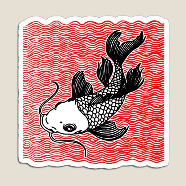 Artikelvorschau, Koi Fisch Great Wave Tattoo Rot Schwarz V.02 entworfen und verkauft von Ebayson74.