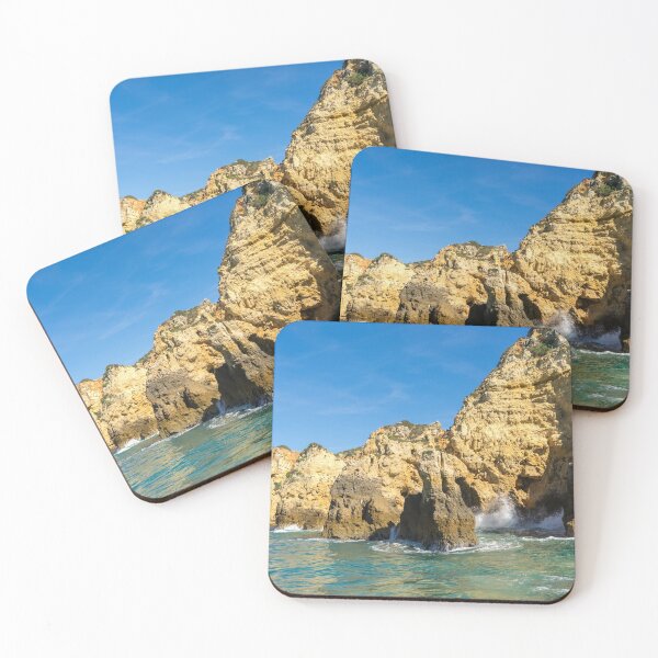 Item preview, Algarve Gold Coast Sail - Breaking Waves Jewel Toned Ocean and Tall Cliffs in Lagos Portugal designed and sold by Georgia Mizuleva.