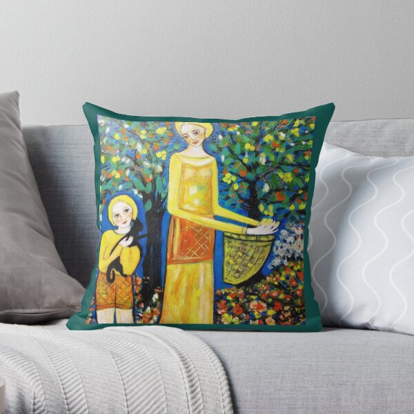 Picking loquats Throw Pillow