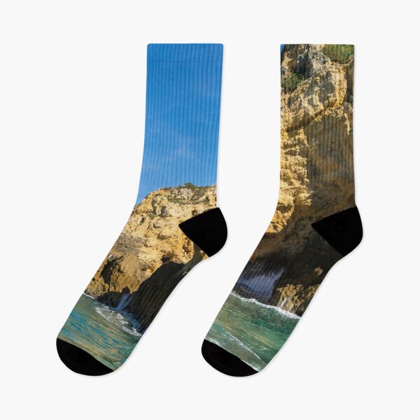 Item preview, Algarve Gold Coast Sail - Breaking Waves Jewel Toned Ocean and Tall Cliffs in Lagos Portugal designed and sold by Georgia Mizuleva.