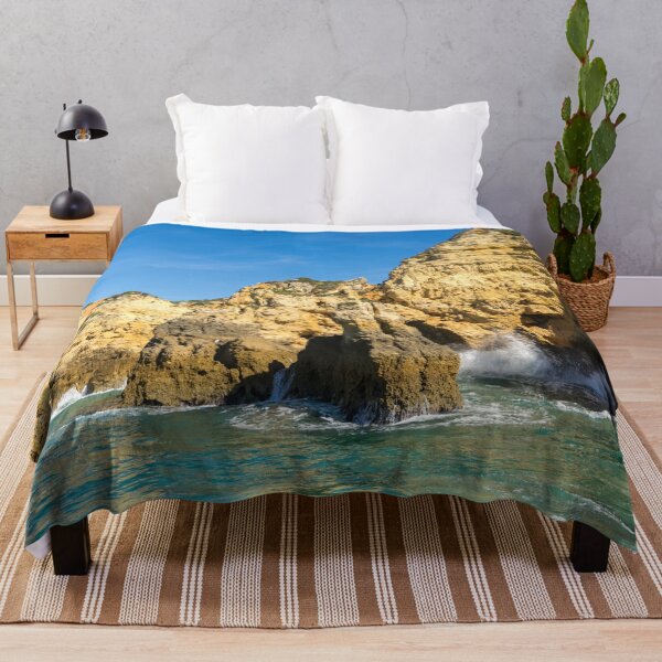 Item preview, Algarve Gold Coast Sail - Breaking Waves Jewel Toned Ocean and Tall Cliffs in Lagos Portugal designed and sold by Georgia Mizuleva.