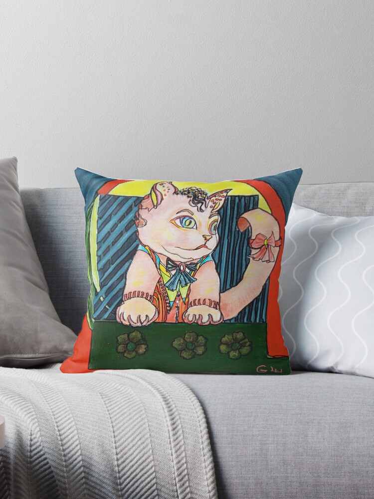 Cute Cat Throw Pillow for Sale by Giselle Luske