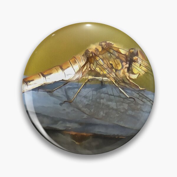 Item preview, Resting Ochre Brown Dragonfly Realistic Painting designed and sold by taiche.