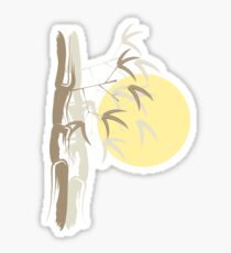 Oriental Zen Bamboo And Yellow Sunrise Sticker