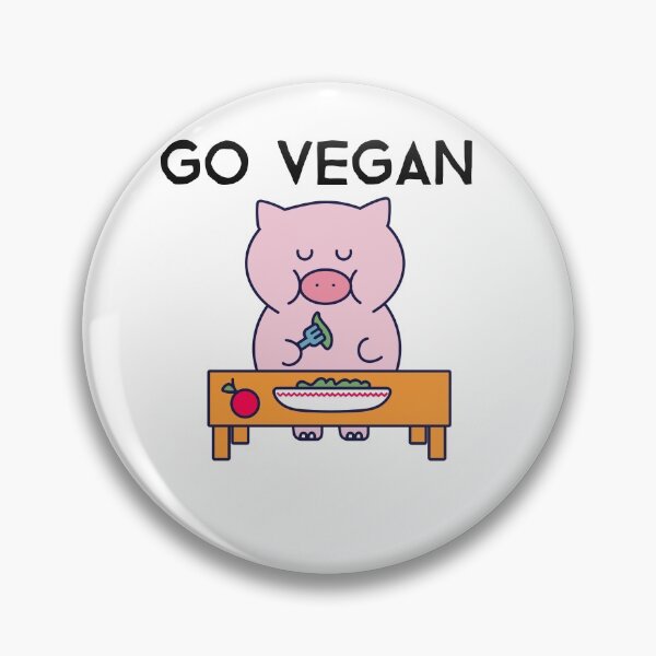 Item preview, Go Vegan, cute pig that eats vegetables designed and sold by GLwithUs.