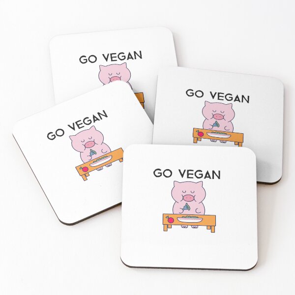 Item preview, Go Vegan, cute pig that eats vegetables designed and sold by GLwithUs.