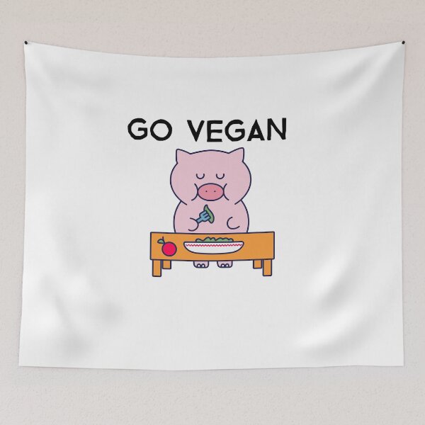 Item preview, Go Vegan, cute pig that eats vegetables designed and sold by GLwithUs.