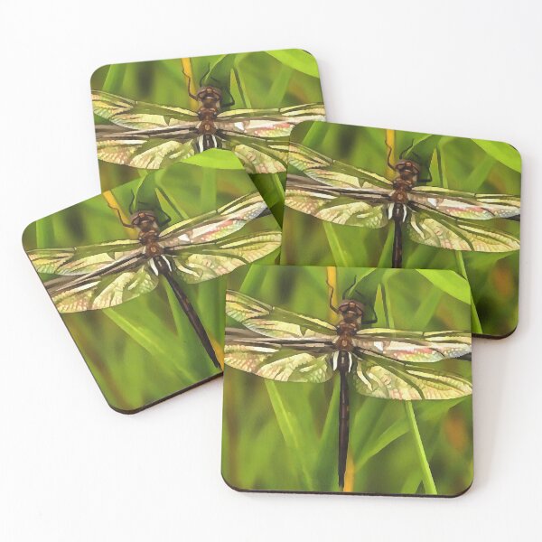 Item preview, Artistic Dragonfly In Brown And Yellow On Green designed and sold by taiche.