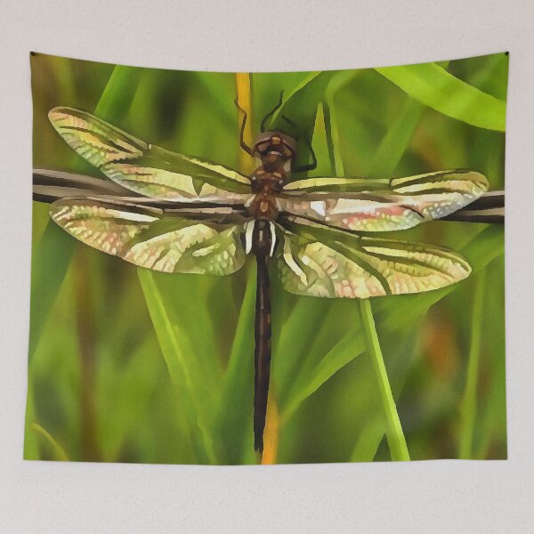 Item preview, Artistic Dragonfly In Brown And Yellow On Green designed and sold by taiche.