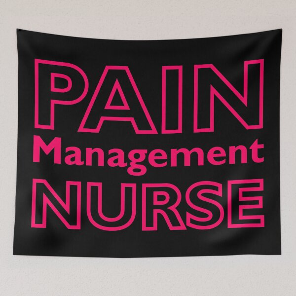 Artikelvorschau, Schmerzmanagement Krankenschwester Pink Text auf Schwarz entworfen und verkauft von Qestar.