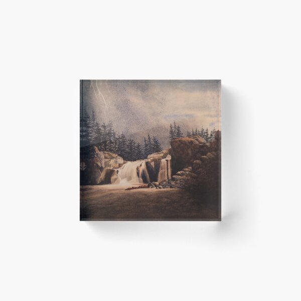 Item preview, Thunder Lightning Waterfalls. Watercolour painting -  designed and sold by Einar Aasen.
