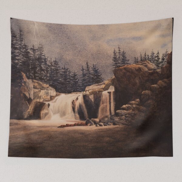 Item preview, Thunder Lightning Waterfalls. Watercolour painting -  designed and sold by Einar Aasen.
