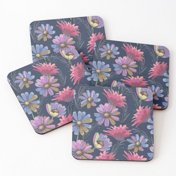 Item preview, Floral pattern with pink and blue flowers designed and sold by Birdhead.