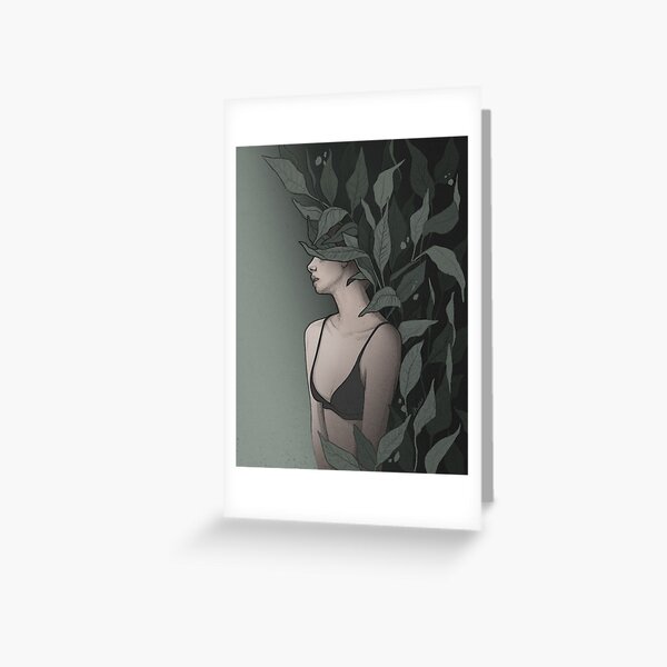 Wallflower - Female Figure Disguised by Wild Leaves - Digital Illustration by MadliArt Greeting Card